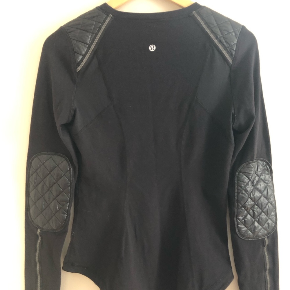Lululemon Run Ice Queen Long Sleeve Shirt Black Quilted Shoulders and elbows Sz6